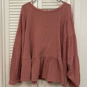 Free People Long Sleeve Peplum Top